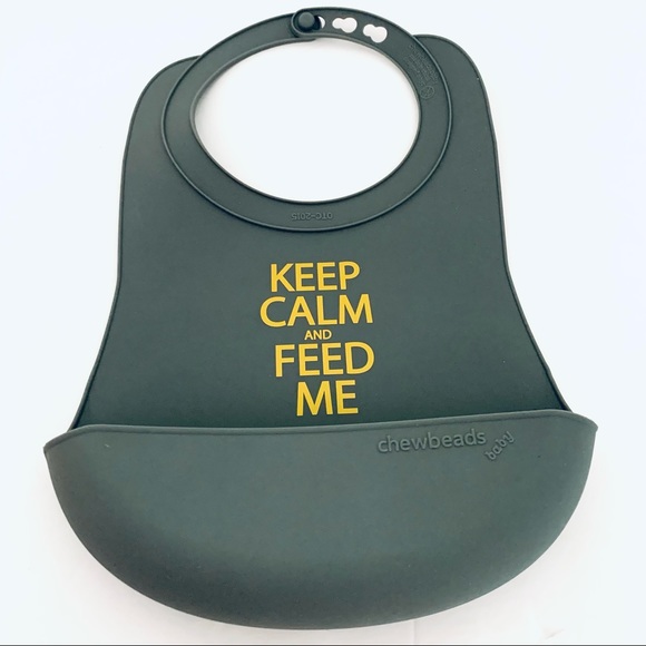 Chewbeads Silicon Bib With Crumb Catcher Gray/Pink Good Condition - Picture 3 of 8